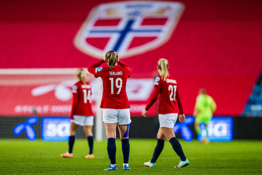 Elisabeth Terland of Norway looks dejected
