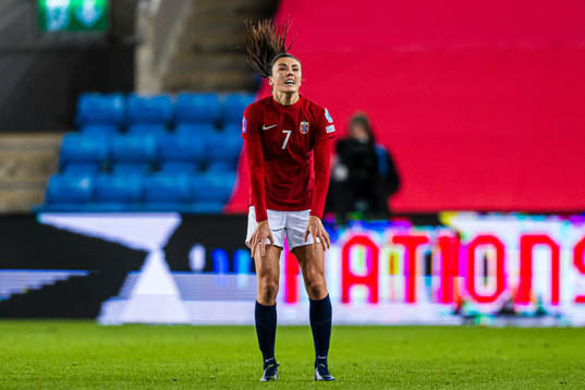 Ingrid Syrstad Engen of Norway reacts at the final whistle