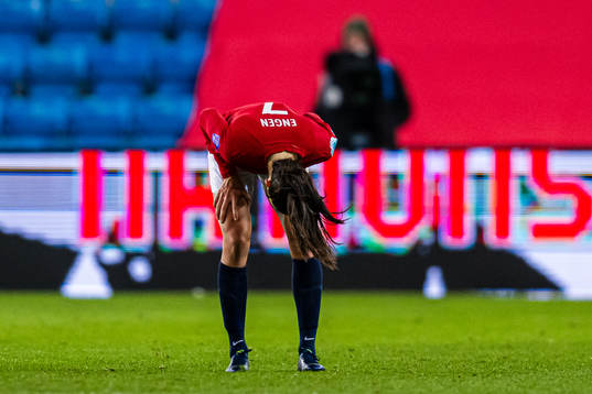 Ingrid Syrstad Engen of Norway reacts at the final whistle