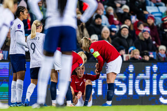 Ingrid Syrstad Engen of Norway in pain