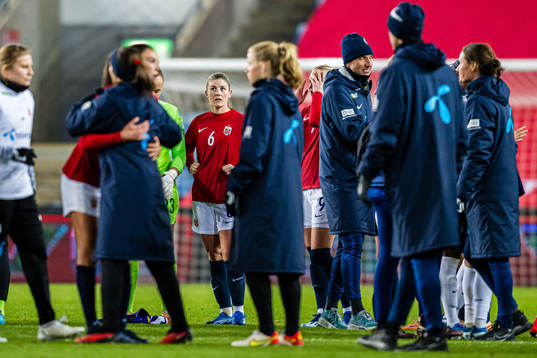Maren Mjelde of Norway looks dejected