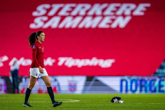 Ingrid Syrstad Engen of Norway looks dejected