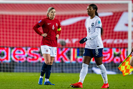 Maren Mjelde of Norway looks dejected