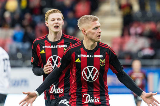 Östersunds Malcolm Stolt och Andre Österholm  jublar