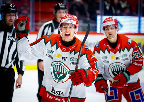 Frölundas Erik Borg jublar vid 2-1