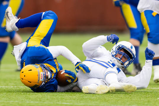 Lorenzo Gioco of Italy hits a player of Sweden