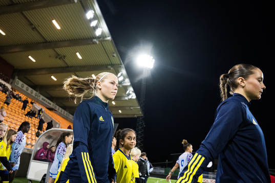 Players of Sweden enters the pitch