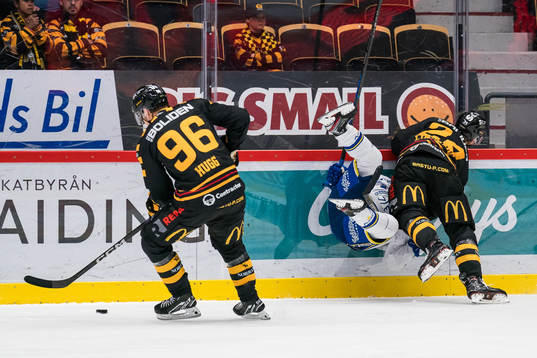 Rickard Hugg och Oscar Lindberg med Leksands Oskar Lang