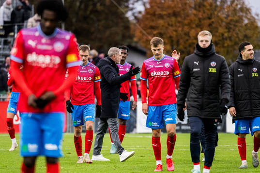 Helsingborgs Dennis Olsson, tränare Stuart Baxter och Erik