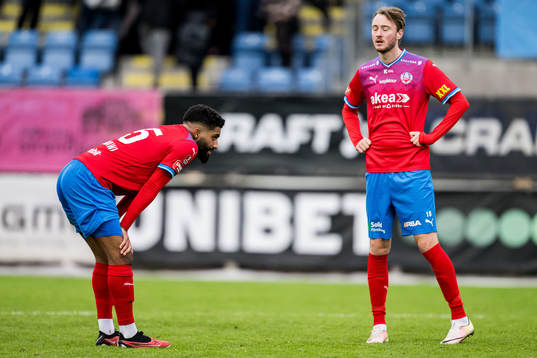 Helsingborgs Amin Al-Hamawi och Rasmus Jönsson deppar