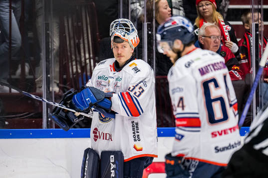 Växjö Lakers HCs målvakt Emil Larmi deppar