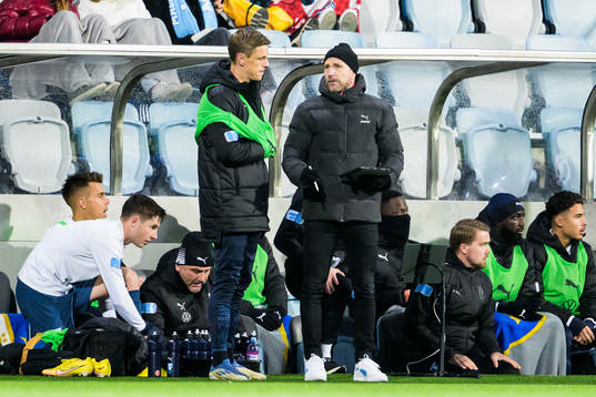 Malmö FFs Søren Rieks och tränare Henrik Rydström