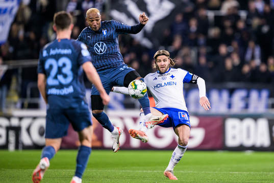 Malmö FFs Derek Cornelius och IFK Norrköpings Christoffer