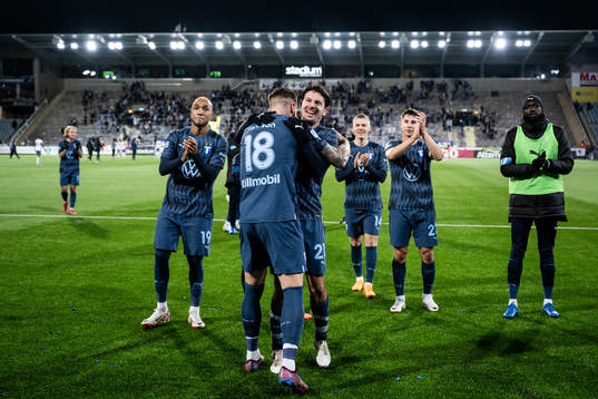 Malmö FFs Pontus Jansson och Stefano Vecchia jublar