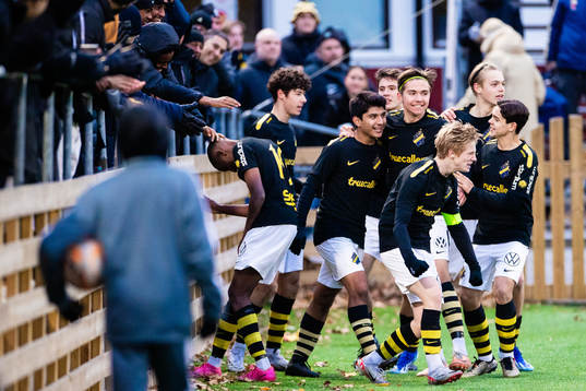 AIKs Robel Yonas jublar med lagkamrater