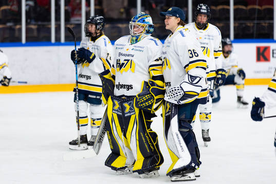 HV71s målvakt Lina Van Noort deppar ihop med målvakt Anni