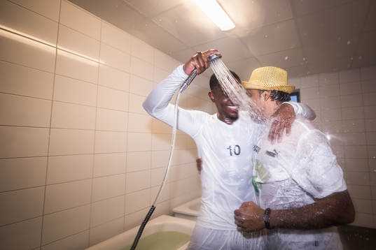 Västerås SKs Jaheem Burke och tränare Kalle Karlsson