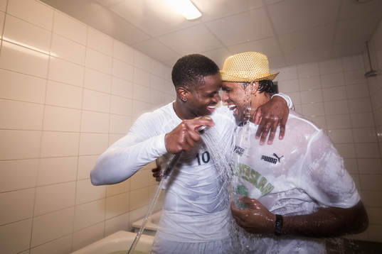 Västerås SKs Jaheem Burke och tränare Kalle Karlsson