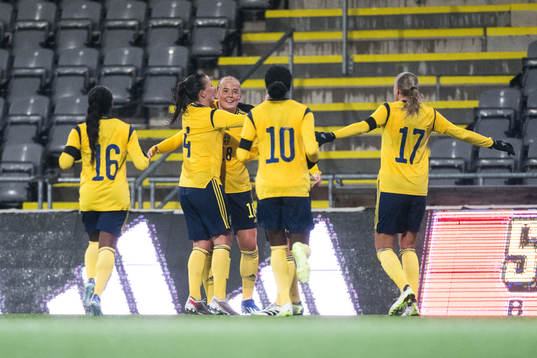 Paulina Nyström of Sweden celebrates
