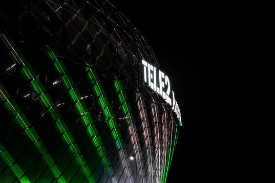 Exteriör vy av Tele2 Arena
