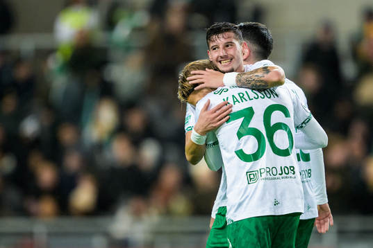 Hammarbys Viktor Djukanovic och Markus Karlsson jublar
