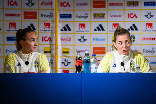 Kosovare Asllani and Linda Sembrant of the Swedish women's
