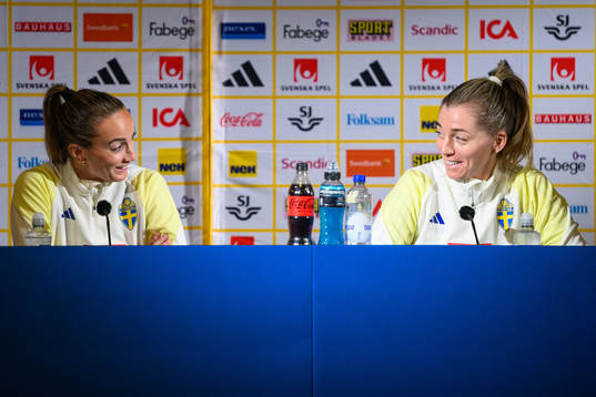 Kosovare Asllani and Linda Sembrant of the Swedish women's