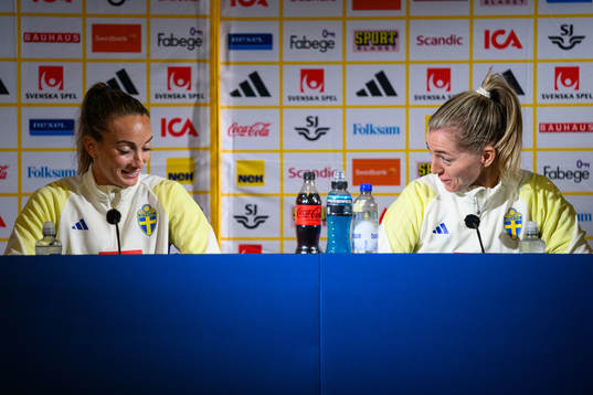 Kosovare Asllani and Linda Sembrant of the Swedish women's