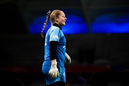 Goalkeeper Aurora Mikalsen of the Norwegian women's