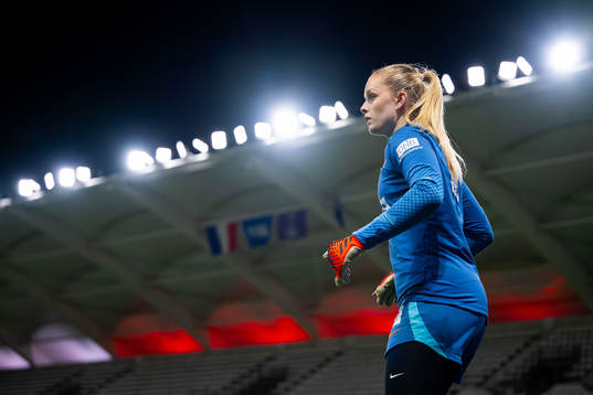 Goalkeeper Guro Pettersen of the Norwegian women's national