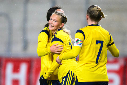 Tilda Sandén of Sweden celebrates