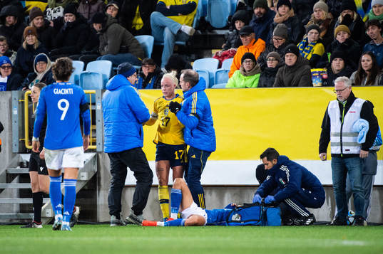 Caroline Seger of Sweden in pain