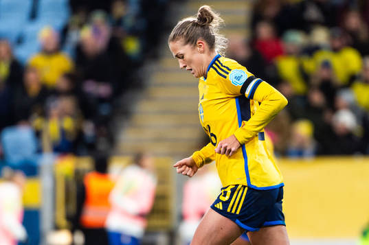Filippa Angeldahl of Sweden looks dejected