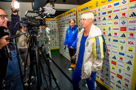 Caroline Seger of Sweden in mixed zone