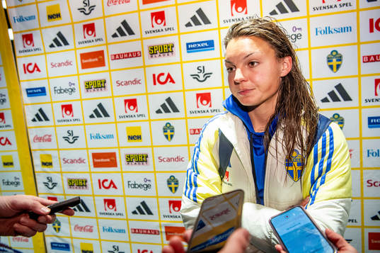 Johanna Rytting Kaneryd of Sweden in mixed zone