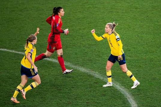 Linda Sembrant of Sweden celebrates with Magdalena Eriksson