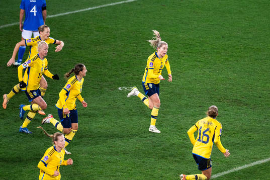Linda Sembrant of Sweden celebrates