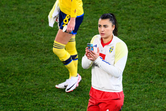 Goalkeeper Zecira Musovic of Sweden looks dejected