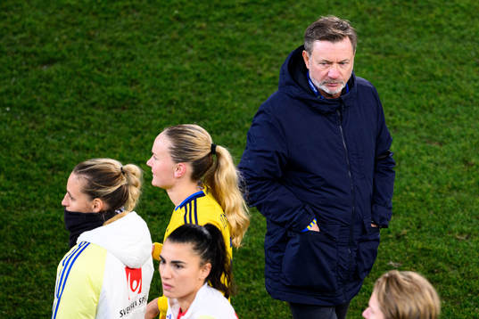 Head coach Peter Gerhardsson of Sweden looks dejected