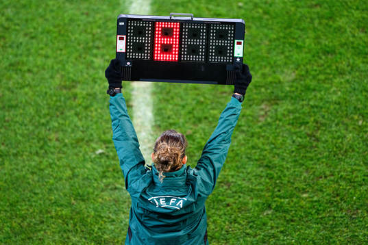 Fourth Official Emeline Rochebiliere with substitution board