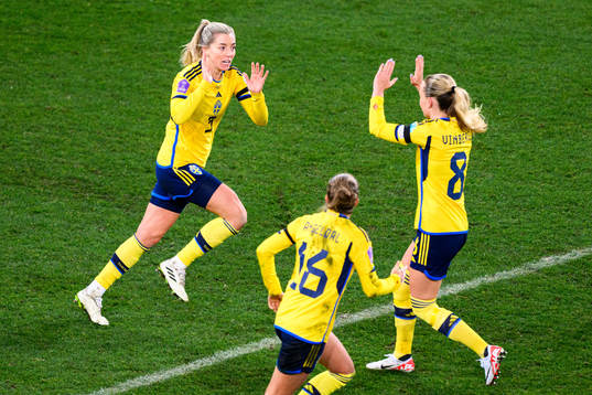 Linda Sembrant of Sweden celebrates scoring 1-1  the UEFA