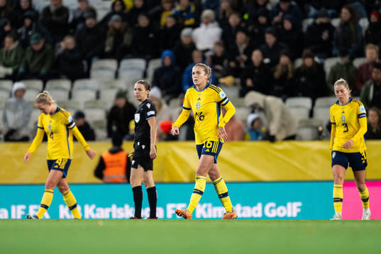 Filippa Angeldahl of Sweden looks dejected
