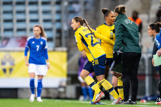 Rusul Rosa Kafaji and Madelen Janogy of Sweden