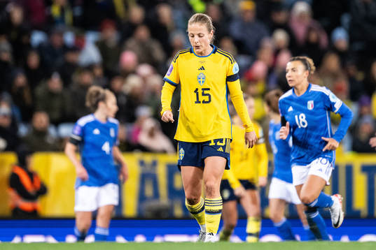 Anna Anvegård of Sweden looks dejected
