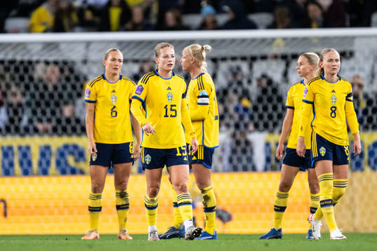 Anna Anvegård of Sweden looks dejected