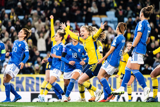 Linda Sembrant of Sweden celebrates
