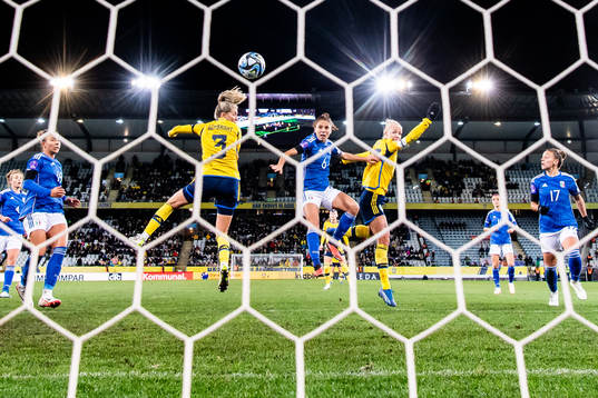 Linda Sembrant of Sweden scores the 1-1 goal