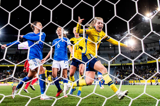 Linda Sembrant of Sweden celebrates