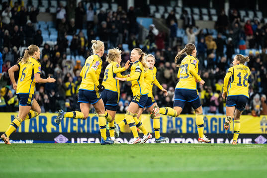 Linda Sembrant of Sweden celebrates with team mates