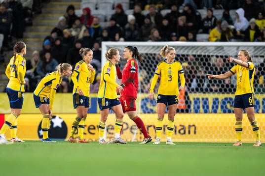 Filippa Angeldahl, goalkeeper Zecira Musovic and Linda